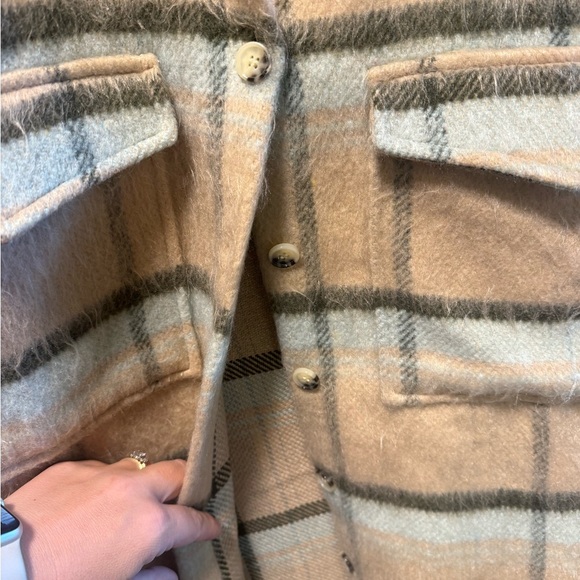 Plaid Tan and Gray Women's Jacket - Picture 5 of 7